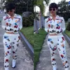 TWO PIECE SET Print Butterfly Flower Tracksuits Runway Jacket Joggers Matching Pants Women Clothing Track Suits Winter Ensemble