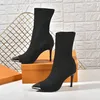 autumn winter socks heeled heel boots fashion sexy Knitted elastic boot designer Alphabetic women shoes lady Letter Thin high heels Large size 35-42 us4-us11 with box