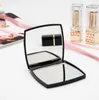 Neues klassisches hochwertiges Acrylfaltungs-Doppelseite / Clamshell Schwarzer tragbarer Make-up-Spiegel mit Geschenkbox