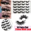 10 paires 25MM 3D vison faux cils à la main Volume dramatique doux Wispies moelleux mode femmes Extension de cils Tool1448706