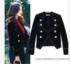Autumn New women's turn down collar long sleeve double breasted velvet fabric short blazer suit coat casacos S M L XL
