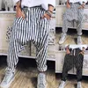 Puimentiua élégant 3XL hommes sarouel irrégulière rayé Patchwork hommes pantalon grande goutte entrejambe danse Hiphop mâle pantalon 254u