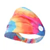 Katoen Tie-Dye Hoofdband Met Button Houd Oor van Pijn Sports Haarband Dames Gym Outdoor Haar Wrap Elastische Haaraccessoires