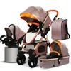 Luxe kinderwagen 3 in 1 pasgeboren draagbare reiswandelwagen Hoog landschap vouw kinderwagen voor 0-36 maanden trolley