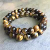 8mm 10mm Pedra Natural heal Frisado Fios Elásticos Pulseiras Grânulos de Pedras Preciosas Olho de Tigre Amarelo Pulseira Presentes