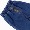 Bebek Kız Denim Dantel Püskül Trim Fırfır Çan Alt Tasarım Pantolon Sevimli Moda Çocuklar Vintage Fişekleri Çan Dökme Pantolon LJ200831