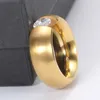 alta calidad clásica del oro chapado en acero inoxidable 316L mujeres zirconia anillos