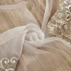 Lyx europeiska broderade beige tyllgardiner för vardagsrum balkong vit voile ren gardiner tyg för sovrum wp16030 y26587447