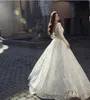 Elie saab 2021 dresses الزفاف البلدية طويلة الأكمام الخامس الرقبة الرباط appliqued الخرز الشاطئ أثواب الزفاف رداء دي mariee