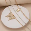 Iced Out Chains Butterfly Necklaces Luxury Gold Women Link Tennis Chain Bling Crystal Rhinestone Animal Lock Pendant Fashion Hip Hop Jewelry