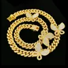 Collana a farfalla 12mm Catena Catena Butterfly Cuban Link Donne Collana Iced Out Bling Bling Bling Hip Hop Butterfly Gioielli 2020