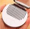 Round Foldable Mirror White Comb Biscuit Shape Compact Hand Mirrors Lady Portable Makeup Glass Fashion 0 9oh G2