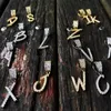 Homens A-Z Cursiva Letras Iniciais Nome Pingente Colar Gelado fora Zircão Cúbico 26 Alfabeto Charme Hip Hop Twist Chain Colar Declaração Jóias