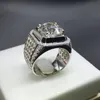 Mannen Hip Hop Sieraden Designs Volledige Diamant Luxe Grote Versie Ring Bague Cluster Ringen Sieraden Accessoires Unisex Verjaardag Kerstcadeaus