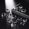 Diamond Heart Crown Silver Cighle Кольцо ювелирные украшения набор женщин Комбинация Укладка Миди Кольца Мода воля и песчаный подарок