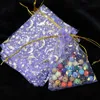 100pcsMoon Étoile Sacs Organza Petit sac-cadeau de Noël Drawstring charme Bijoux Sacs d'emballage Pouches 7x9 9x12cm