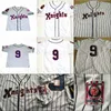 # 9 Roy Hobbs 1984 New York Knights Den Natural Movie Button Down Baseball Jersey 100% Stitched Custom Jerseys Grey White Free Shipping