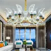 2020 Luxus-Kristall-Kronleuchter Wohnzimmerlampe einfache moderne Atmosphäre neue High-End-Lampenarm leuchtende Restaurant-Pendelleuchten