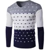 Vårhöst Patchwork Sweater Bomull Tunn Slim V-Neck Pullover Enkelt varmare Bekväm Outware Kläder Lågt Pris