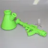 11''New design silikonbägare vattenrör med tryck FDA silikon bärbar pyrex tobak glas bong rökning dab rig