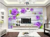 Custom photo wallpapers 3d mural wallpaper Purple rose butterfly love flower reflection in water romantic and elegant background wall papers