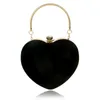 New-Heart Shaped Вечер Кошелек Velvet Кошелек сцепления Solid Color Evening Bag