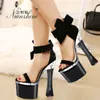 Sandaler Leopard Land 20cm Heels Round Suede Bow Tie Buckle Ultra-Fine High Heel Package Dress Party Women's Lyp