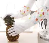 Gants élastiques de nettoyage allongés en PVC blanc avec polaire dessin animé fruits en plastique cuisine vaisselle golve hiver chaud gant de ménage waterp