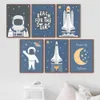 Astronot uzay teması kreş çocuk roket posterler ve baskılar duvar sanatı tuval boyama resim nordic kid039s erkek oda dekor ar9523520