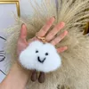 Ciondolo regalo con ciondolo a forma di borsa con pompon e vera pelliccia di visone