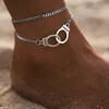 Freedom Handcuff anklet chain Silver Gold chains Multilayer Wrap anklets Foot bracelet women summer beach Charm Bracelets jewelry