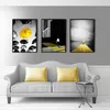 Style jaune paysage photo décor à la maison nordique toile peinture mur Art impression noir et blanc toile de fond paysage pour salon1