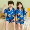 Smmoloa Paar Comfortabele Zijden Pyjama Set Meisje Mannen Print Pyjama Set Lange Mouw Bloem Gedrukt Nachtkleding Suit6569081580