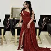 Real Image Red Sequins Evening Dresses 2020 Long Mermaid Beading One Shoulder Sexy Prom Gown Abendkleider Formell Dress Vestido