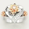 Wedding ringen mode hart roze bloemen verlovingsring Oostenrijkse kristallen bruid voor vrouwen Valentijnsdag1