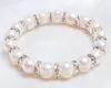 20pcs White Pearl beads Bracelet Crystal Bracelets Jewelry DIY Bracelets For Women Elasticity Jewelry Gift