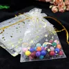 100pcsMoon Star Organza Bags Small Christmas Drawstring Gift Bag Charm Jewelry Packaging Bags & Pouches 7x9 9x12cm