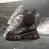 Rois Boots Woman 2020 Winter Nieuwe stijl Demin Combat Boots Leather Military Detachable Nylon Pouch -portemonnee