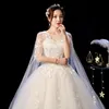 Vestido de noiva de laço de traje de tribunal elegant novo princesa vintage noiva vestido mais szie vestidos de casamento do trem da ceta