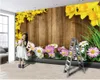 3D-foto behang 3d muur papier voor slaapkamer romantische vintage houten planken kleurrijke bloemen woonkamer slaapkamer wallcovering hd wallpaper