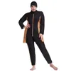 Muslim Swimwear Hijab Muslimah Islamic Swimsuit Full Cover Zipper Patchwork Burkini Plus Size246z