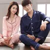 BZEL Silk Satin Couples Pajamas Set For Women Men Long Sleeve Sleepwear Pyjamas Suit Home Clothing His-and-hers Clothes Pijamas CX200817