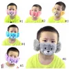 6style 2 Cartoon in 1 Bear Face Mask with Plush Earmuffs Thick and Warm Kids Mouth Masks Winter Mouthmuffle Gga366094257806