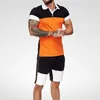 Hommes ensembles courts été décontracté été vêtements 2 pièces ensemble Colorblock survêtements 2020 homme t-shirt + Shorts coton hommes survêtements