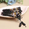 SN1527 BALCK TOARMALINE 108 MALA BRACELET FOR WOMEN新しい到着デザインタイガーズアイストーンブレスレットファッション女性ジュエリー232R