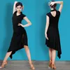 Stage noszenie łacińska sukienka dla dorosłych taniec czarny taniec seksowny szczelina plus rozmiar odzieży Flamenco Flamenco Ballroom Ubrania B22621259T