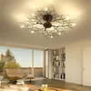 Lámpara de techo LED americana, rama de árbol nórdico, luces de techo de hierro para sala de estar, dormitorio, candelabros, accesorio de iluminación de decoración de techo