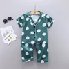Autumn Baby suit Kids Clothes Summer Toddler Boys Girls Ice silk satin Cartoon Rabbit dot Tops Pants Set for Childrens home Wear7580117