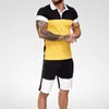 Conjuntos curtos masculinos de verão, roupas casuais de verão, conjunto de 2 peças, ternos de trilha Colorblock 2020, camiseta masculina + shorts de algodão, agasalhos masculinos