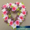 Guirlande de fleurs artificielles en forme de coeur romantique à la mode décor de couronnes suspendues guirlande de fleurs avec ruban de soie décoration de mariage